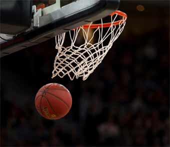 Basketball swish through the net