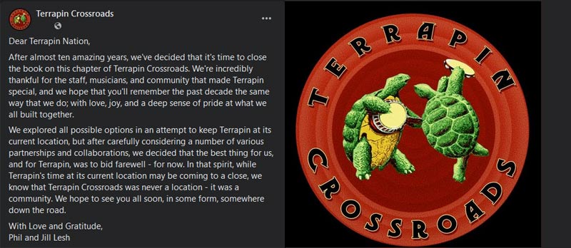 Facebook Post from Terrapin Crossroads