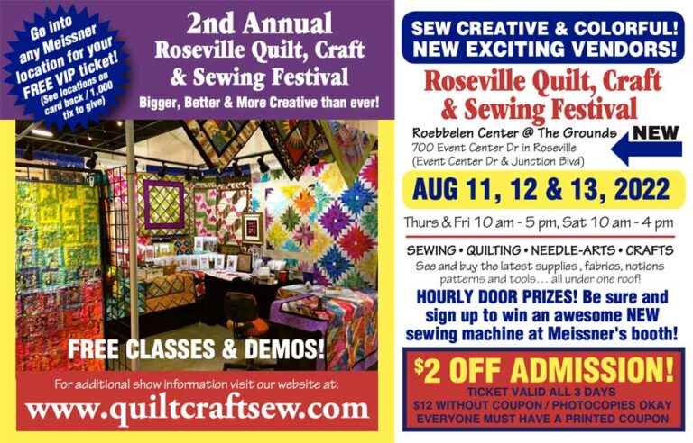 Roseville Quilt, Craft & Sewing Festival @ The Grounds August 11- 13