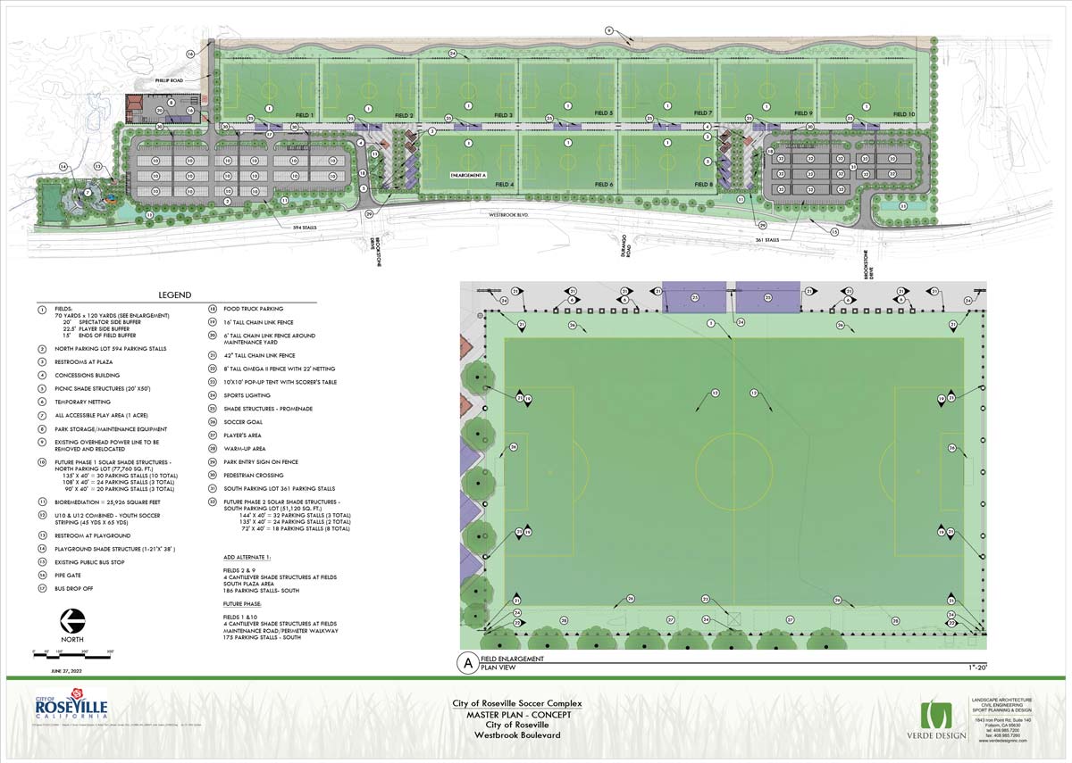 Roseville new soccer complex and universally accessible playground
