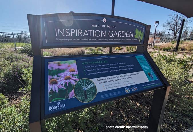 Roseville Inspiration Garden signage at Mahany Park